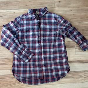 Duluth Trading Co Red and Blue Plaid Casual Shirt